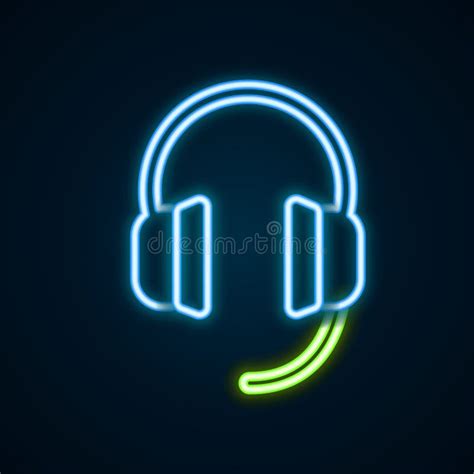 Glowing Neon Line Headphones Icon Isolated On Black Background