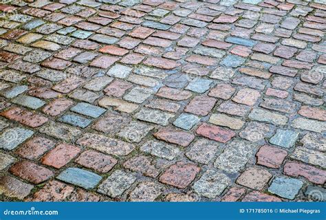 Detailed Close Up View On Cobblestone Street Textures In High