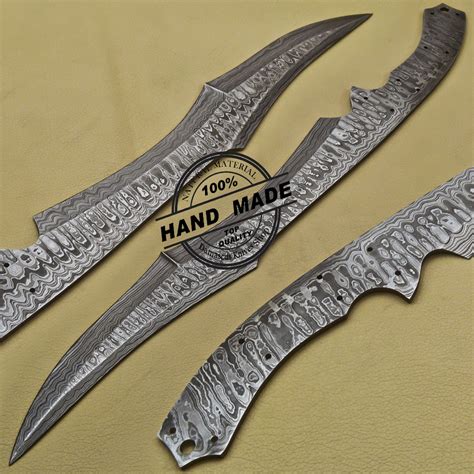 Damascus Bowie Blank Blade Knife Custom Handmade Damascus