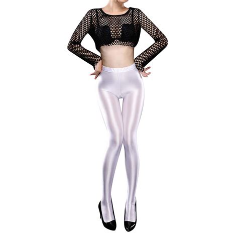 Sexy Oil Glossy Footed Leggings Ultra Shimmery Nylon Spandex Tights