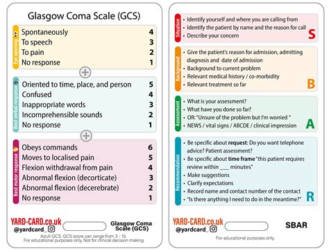 Sbar And Glasgow Coma Scale Badge Card For Healthcare Etsy