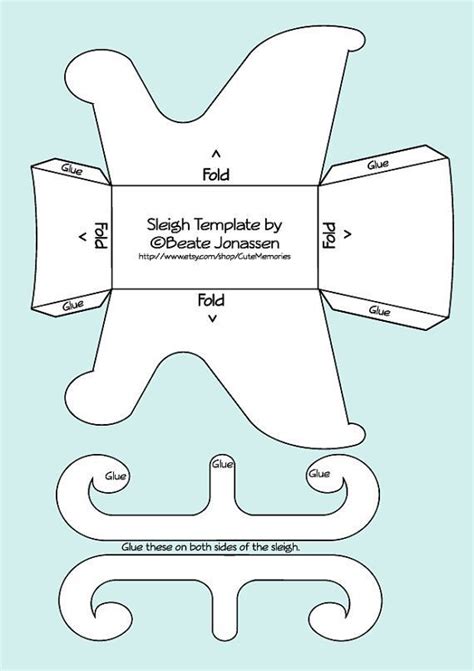 Diy Paper Crafts Sleigh Template By Cutememories On Etsy 200