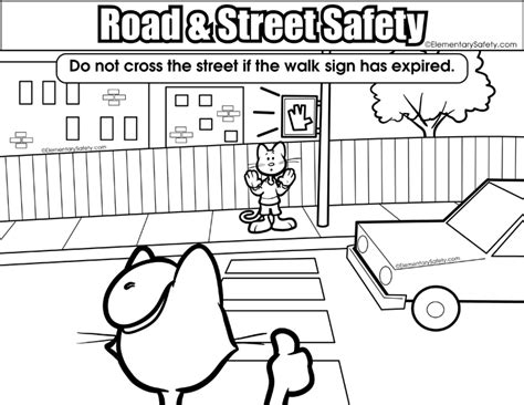 Walk Sign Crossing Street • Coloring Road Street Safety