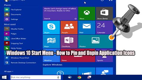 Windows 10 Start Menu How To Pin And Unpin Application Icons