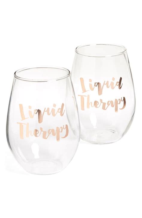 Slant Collections Liquid Therapy Set Of 2 Stemless Wine Glasses Nordstrom