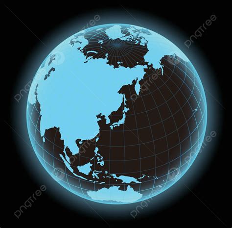 Asia Oriental Y Japón En Foco Mapamundi Ilustrado Con Globosfera Vector