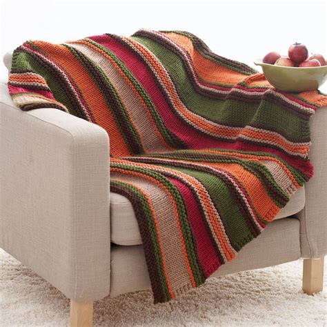 Bernat Basic Stripes Knit Blanket Yarnspirations Striped Crochet