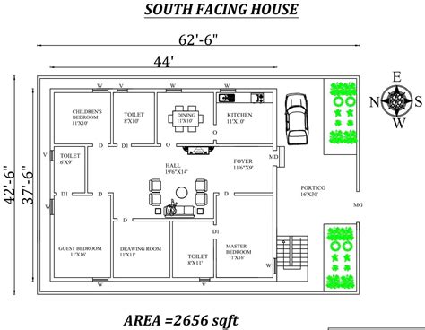 Start your house plan search here! 62'6" X42'6" 3bhk South facing House Plan As Per Vastu ...