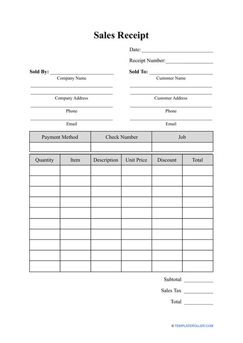 Sales Receipt Template Fill Out Sign Online And Download Pdf