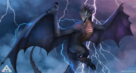 A Dragon With Lightning In The Background