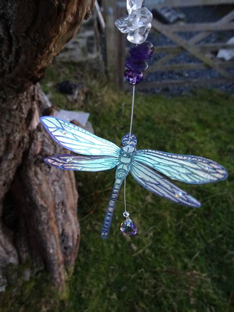 Swarovski Crystal And Gemstone Magical Dragonfly Suncatcher ~ Iridescent