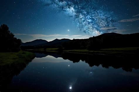 Premium Ai Image Milky Way Reflected On Lake