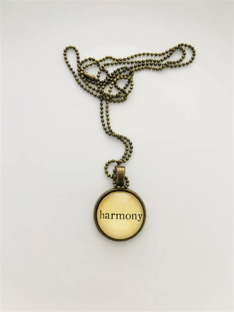 Harmony Necklace Word Necklace For Women Personalized Quote Etsy