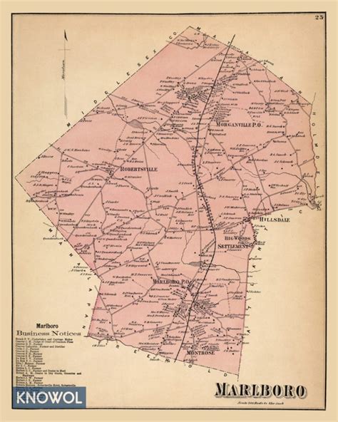 Beautifully Restored Map Of Marlboro Nj From 1873 Knowol