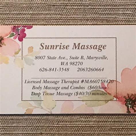 Sunrise Massage Licensed Massage Therapist In Marysville