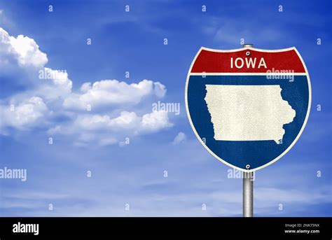 Iowa State Map Road Sign Stock Photo Alamy