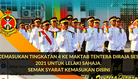 Maktab tentera diraja atau lebih dikenali dengan mtd adalah salah sebuah sekolah berasrama penuh taraf premier di bawah kelolaan kementerian pertahanan malaysia (kementah). Kemasukan Tingkatan 4 Ke Maktab Tentera DiRaja Sesi 2021 ...