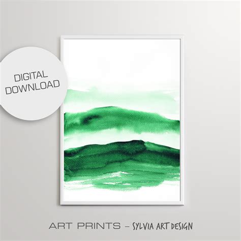 Abstract Green Art Green Painting Printable Modern Posters Forest