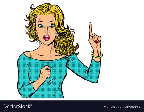 Woman Pointing Finger Up Isolate On White Vector Image