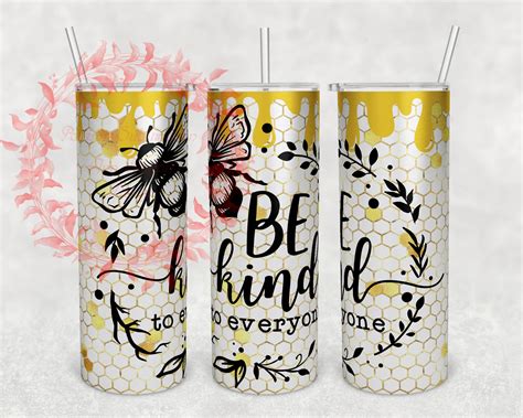 20 Oz Skinny Tumbler Sublimation Design Template Honey Drip Bumble Bee