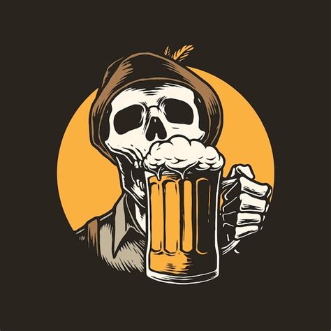 Premium Vector Illustration Of Skeleton Drinking Beer