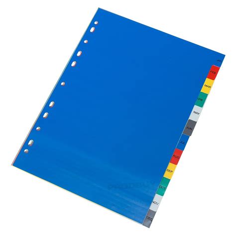 5 Pack Jan Dec Monthly A4 Index Dividers Ring Binder Tabbed Blue