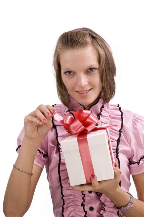 Woman With Gift Box Stock Photo Image Of Beauty Charming 15730654