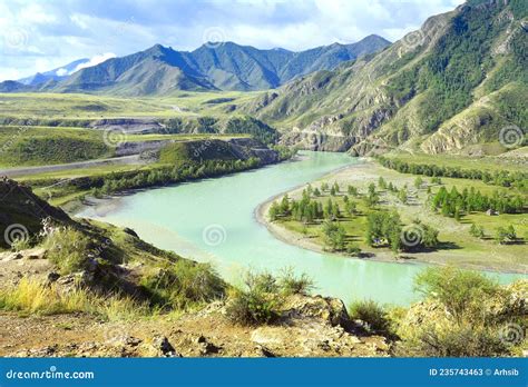 The Confluence Of Katun And Chuya In The Altai Mountains Stock Image