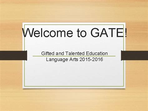 Welcome To Gate Ted And Talented Education Language