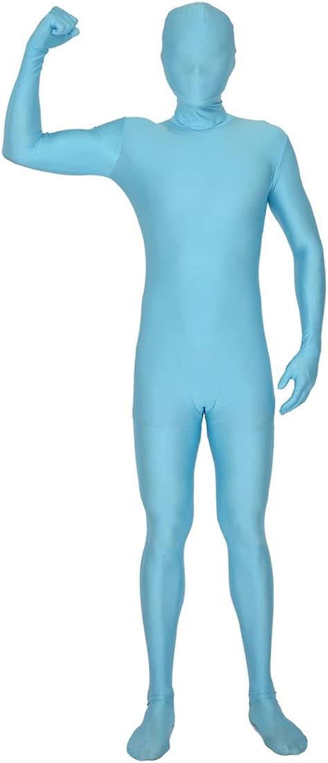 Ourworth Unisex Light Blue Zentai Suit Full Body Spandex
