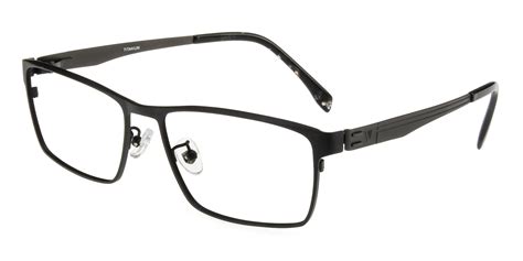 Mens Rectangle Eyeglasses Full Frame Titanium Black Ft0239