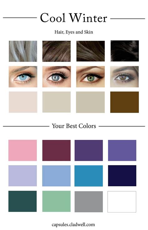 Cool Winter Palette With Hair Eyes And Skin Examples Winter Hair Color