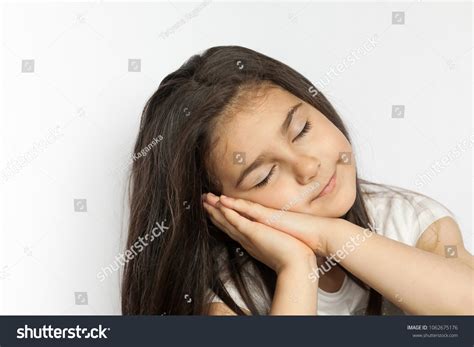 Sleepy Child Girl Portrait On White Stock Photo Edit Now 1062675176