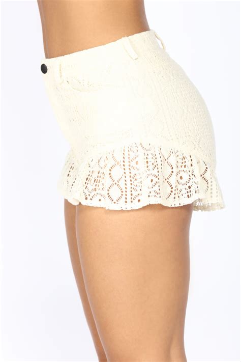 Lola Crochet Micro Hot Shorts Cream Fashion Nova Shorts Fashion Nova