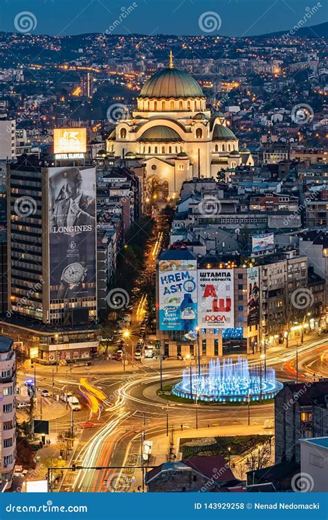 Panorama Of Belgrade At Night Editorial Stock Photo Image Of