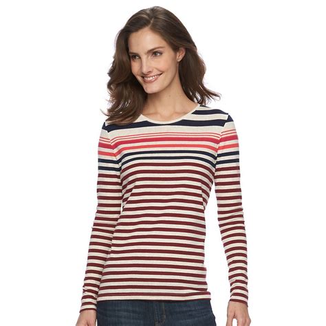 Women S Croft Barrow Classic Crewneck Tee Kohls Stripes Fashion Women Tees