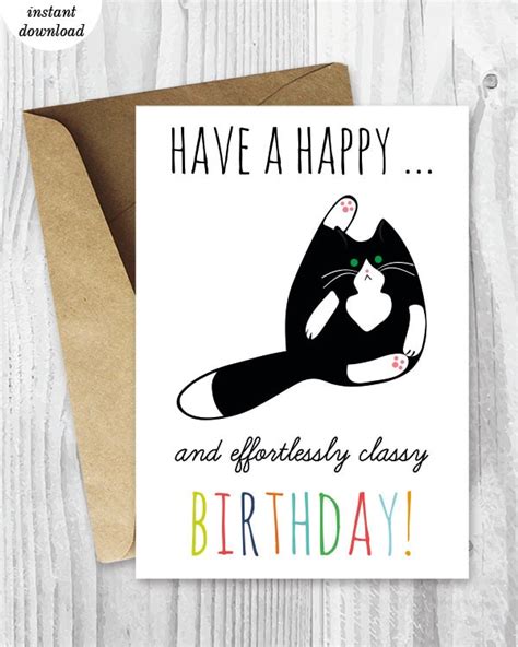 Printable Birthday Cards Funny Cat Birthday Cards Instant