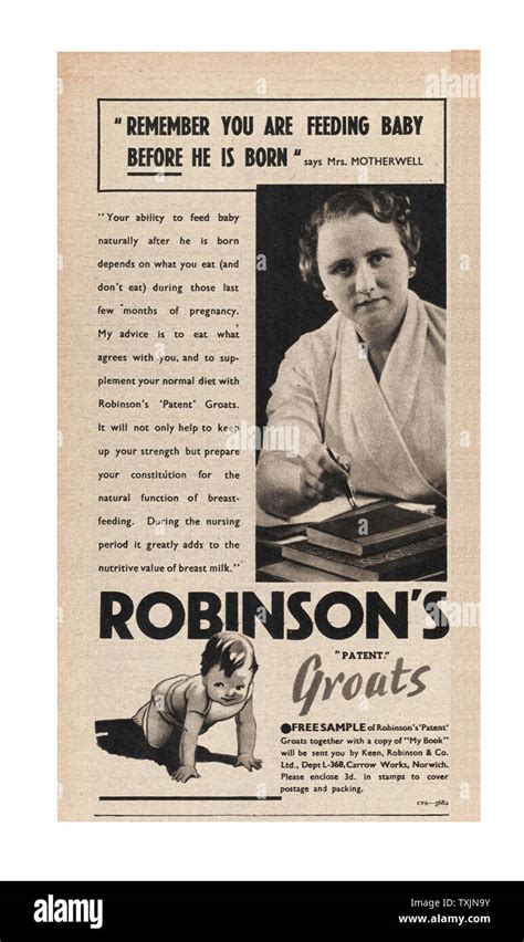 1940 Uk Magazine Robinsons Groats Advert Stock Photo Alamy