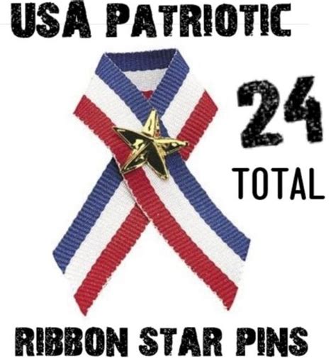 24 Usa American Flag Patriotic Ribbons With Stars Wholesale Lot