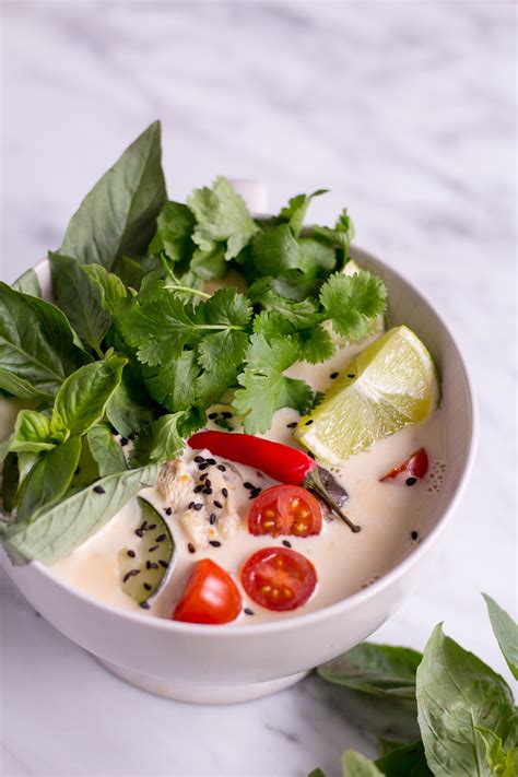 They can be served hot or cold. Thai Coconut Soup (Tom Kha Veggie) - Heavenlynn Healthy