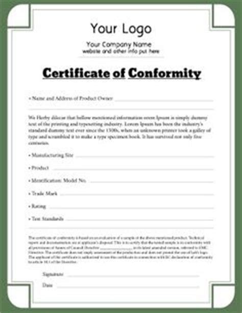 Print or save on your computer. certificate of conformity sample templates | Certificate ...