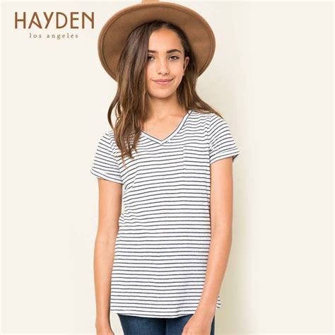 Hayden Girls T Shirt Short Sleeve Striped Shirts Size 7 8 11 12 Years
