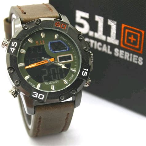 jual jam tangan 5 11 tactical strap leather brown double time di lapak karin shop watch bukalapak