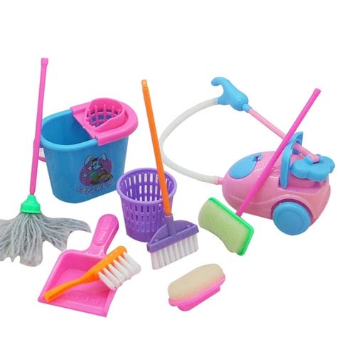 Skytoy 9pcs Toddler Broom And Cleaning Set With Toy Vacuum Cleaner