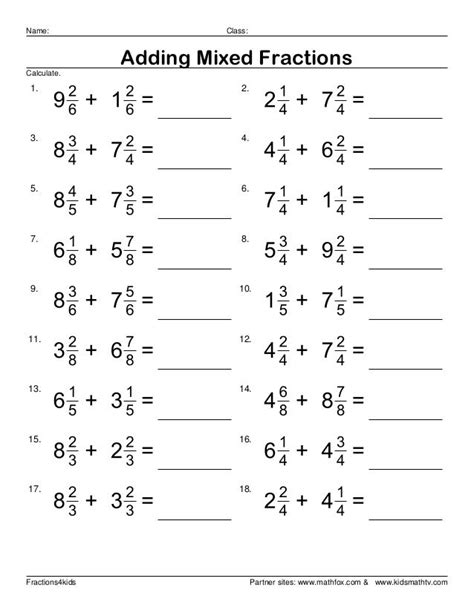 Adding Mixed Number Fractions
