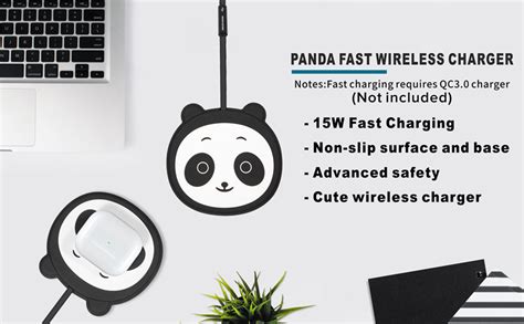 Polmxs Wireless Charger Panda 15w Non Slip Fast Wireless Charging Pad