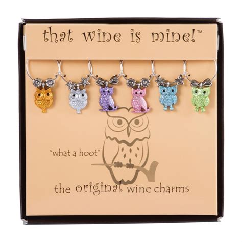 Wt 1622p What A Hoot Wine Charms Painted