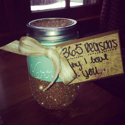 The reason why i love you jar printables that come with this post are: 365 Reasons Why I Love You painted and glittered mason jar ...