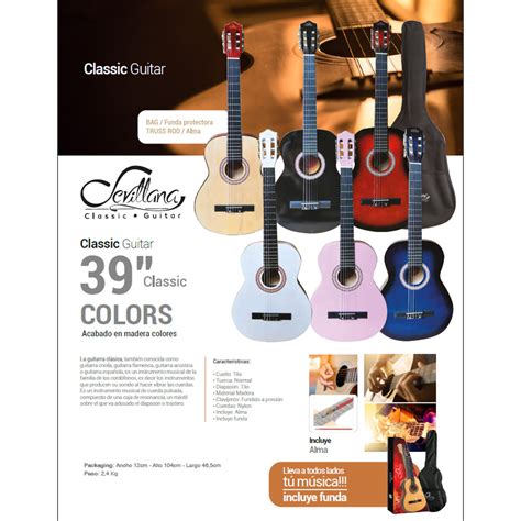 Ripley Guitarra Clasica Sevillana 8446 39 Pulgadas Funda Natural