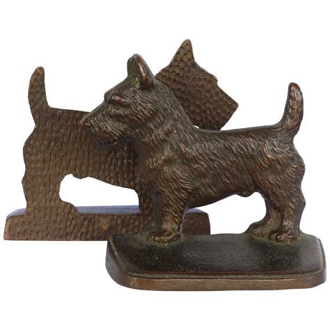 Pair Of Art Deco Bronze Scottie Dog Bookends Circa 1930 For Sale At